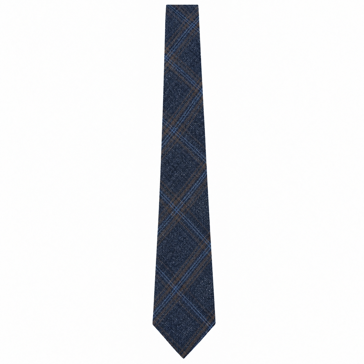 Deep navy diagonal plaid necktie עניבה משובץ – תמונה 1