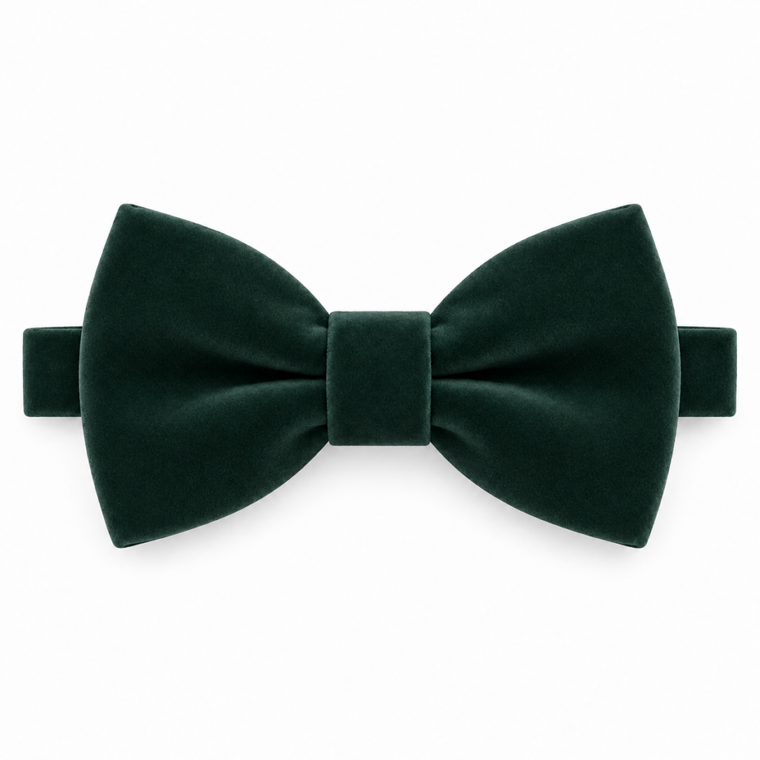 Plain forest-green velvet bow tie פפיון קטיפה – תמונה 1